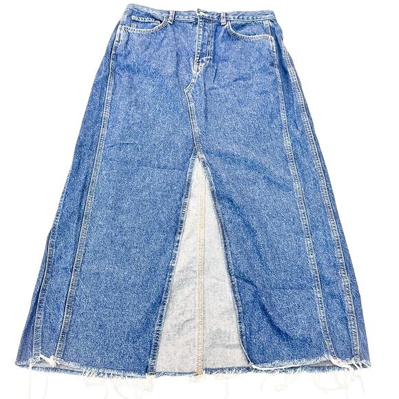 Mango Dresses & Skirts - MNG Denim Long Midi Dark Wash Denim Jean Skirt Size Large